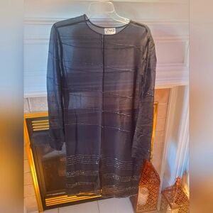 Vintage 1980s JMD New York dress cover up beaded black sheer